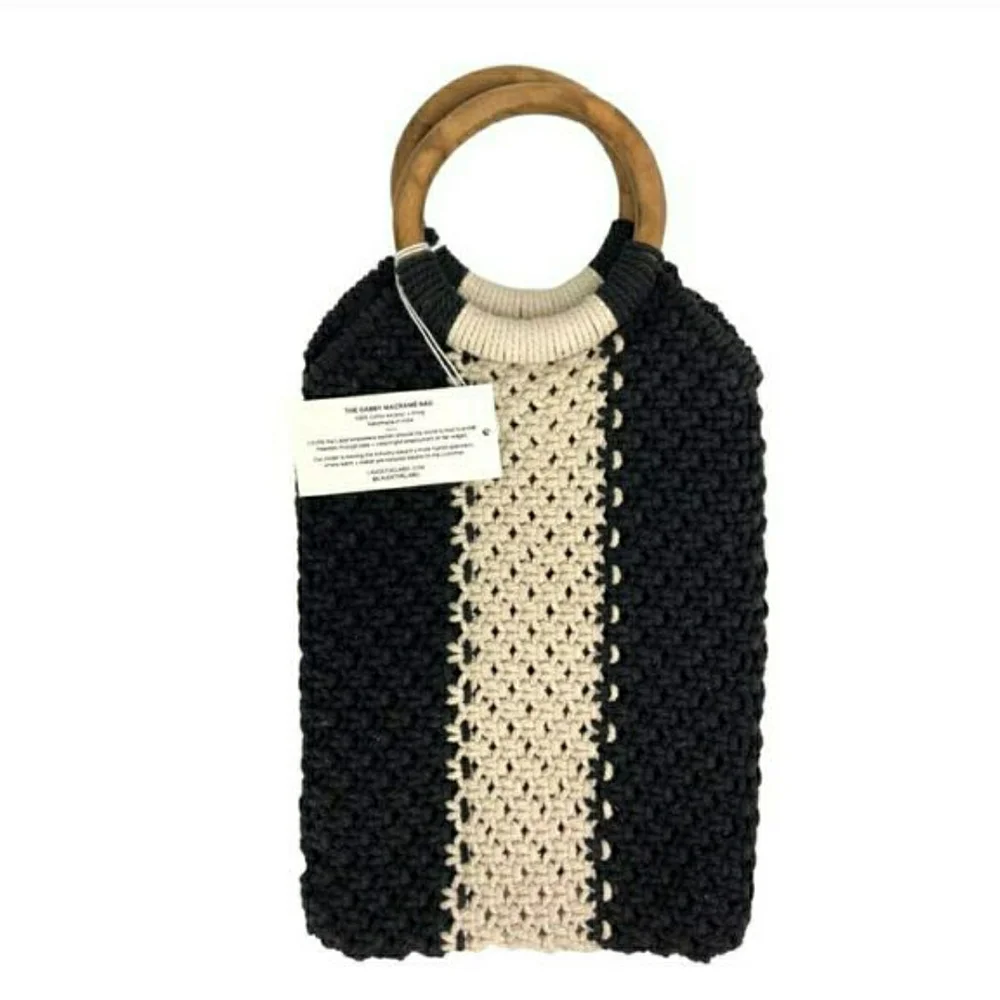 NWT! Curateur X Laude The Label Macramé Tote Bag w/ Wooden Handle (Retail $119)